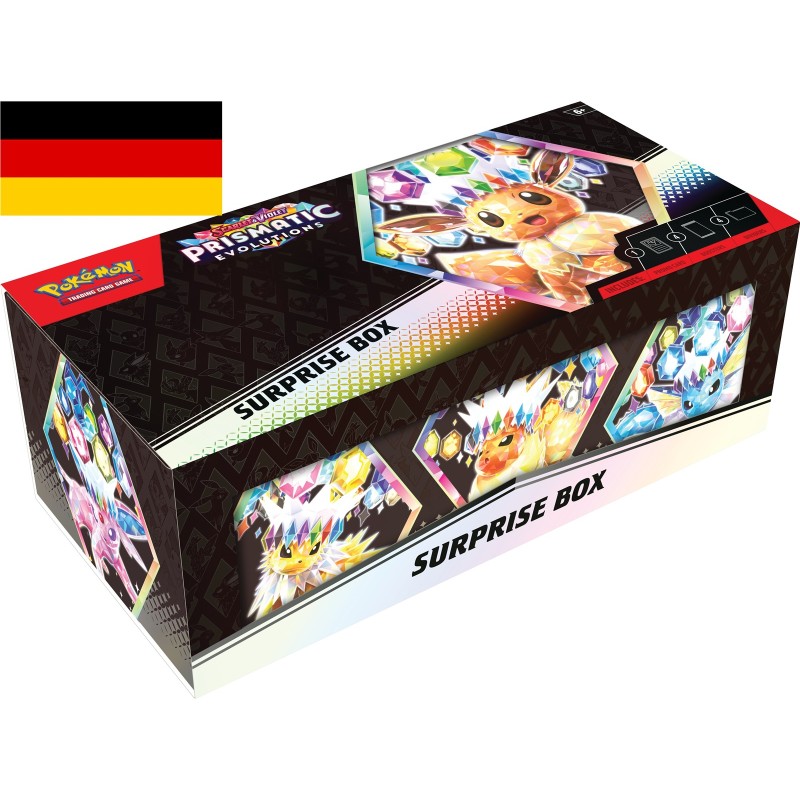 PKM Überraschungsbox – Karmesin & Purpur: Prismatische Entwicklungen DE - Racoon Cave